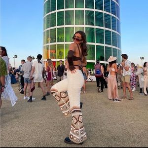 Flook x Free People Crocheted Brown Pants